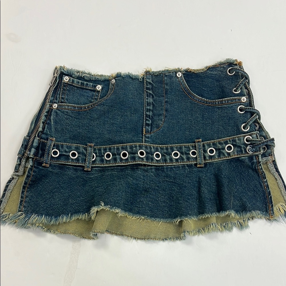 OUTCAST Blue Asymmetrical Skater Mini Skirt SPL